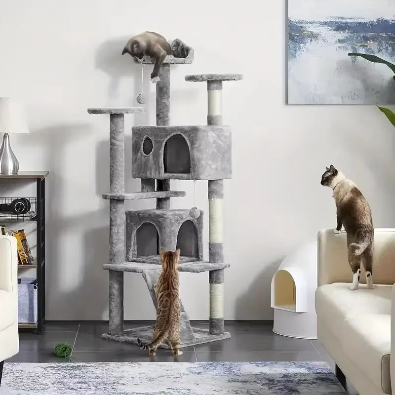 23.5In Cat Tree Tower with Sisal Scratching Posts Cozy Cat Condo House Activity Center for Kittens Sturdy Indoor